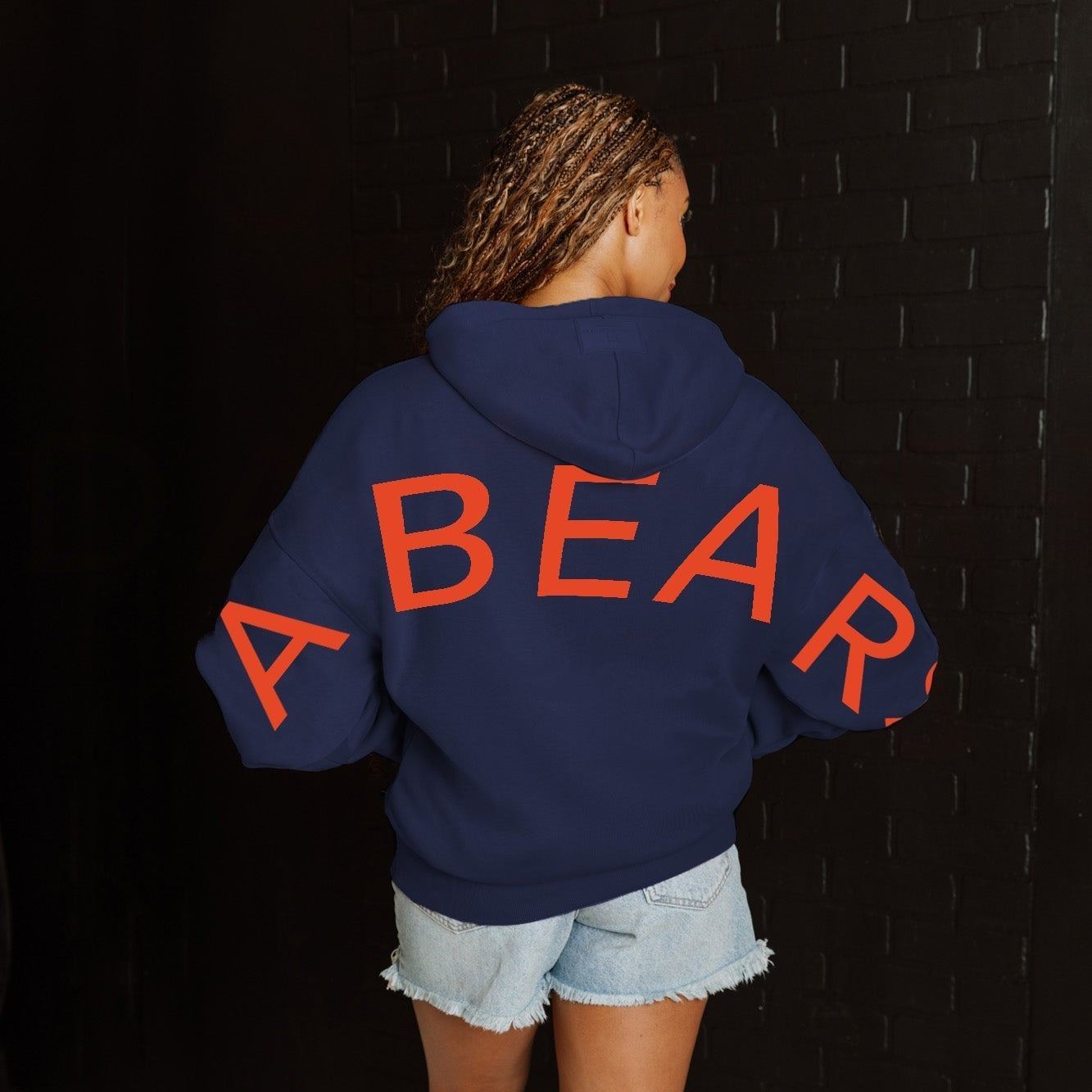 Custom Oversized Lettering Varsity Collegiate Hooded Sweatshirt