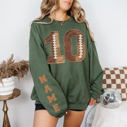 Custom Football Mascot Faux Patchwork Hoodie, Shirt & Sweatshirt-Personalized Name & Number, Game Day Style
