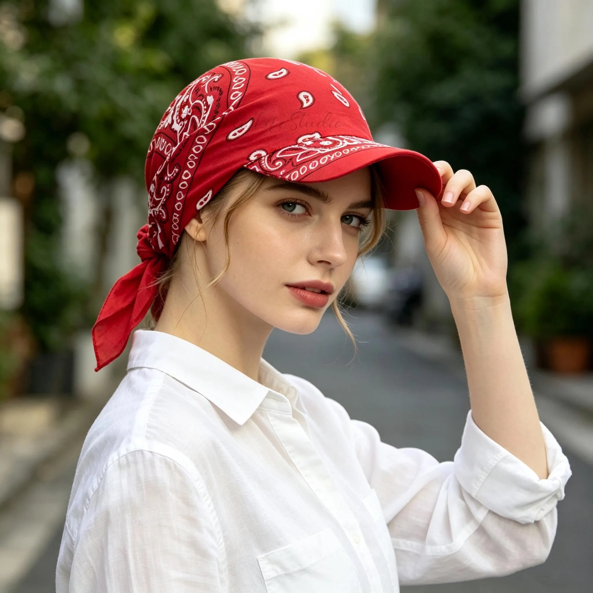 Custom Embroidered Wide Brim Sun Visor Cap with Scarf-Game Day UV Protection Headwear