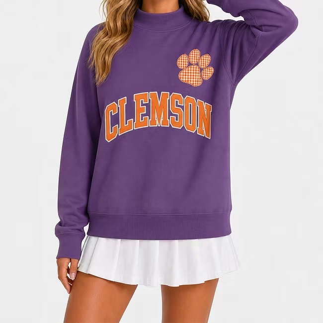 Custom College Mascot & Fleece Text Mockneck Sweatshirt-Game Day Spirit