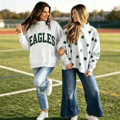 Custom Reversible Polka Dot Mockneck Pullover – College Team Game Day Style