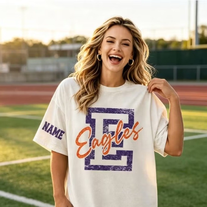 Custom Vintage Washed T-Shirt with Varsity Letter & Team Name – Game Day Ready