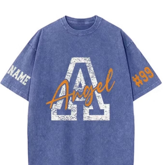 Custom Vintage Washed T-Shirt with Varsity Letter & Team Name – Game Day Ready