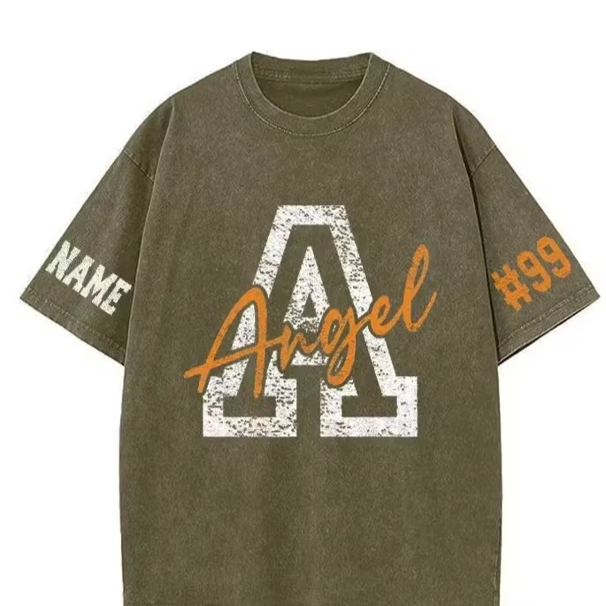 Custom Vintage Washed T-Shirt with Varsity Letter & Team Name – Game Day Ready