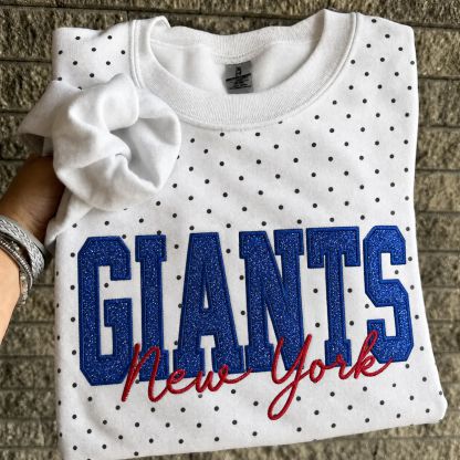 Custom Embroidered Glitter Vinyl Team Polka Dot Sweatshirt-Game Day Fan Gear & Gift
