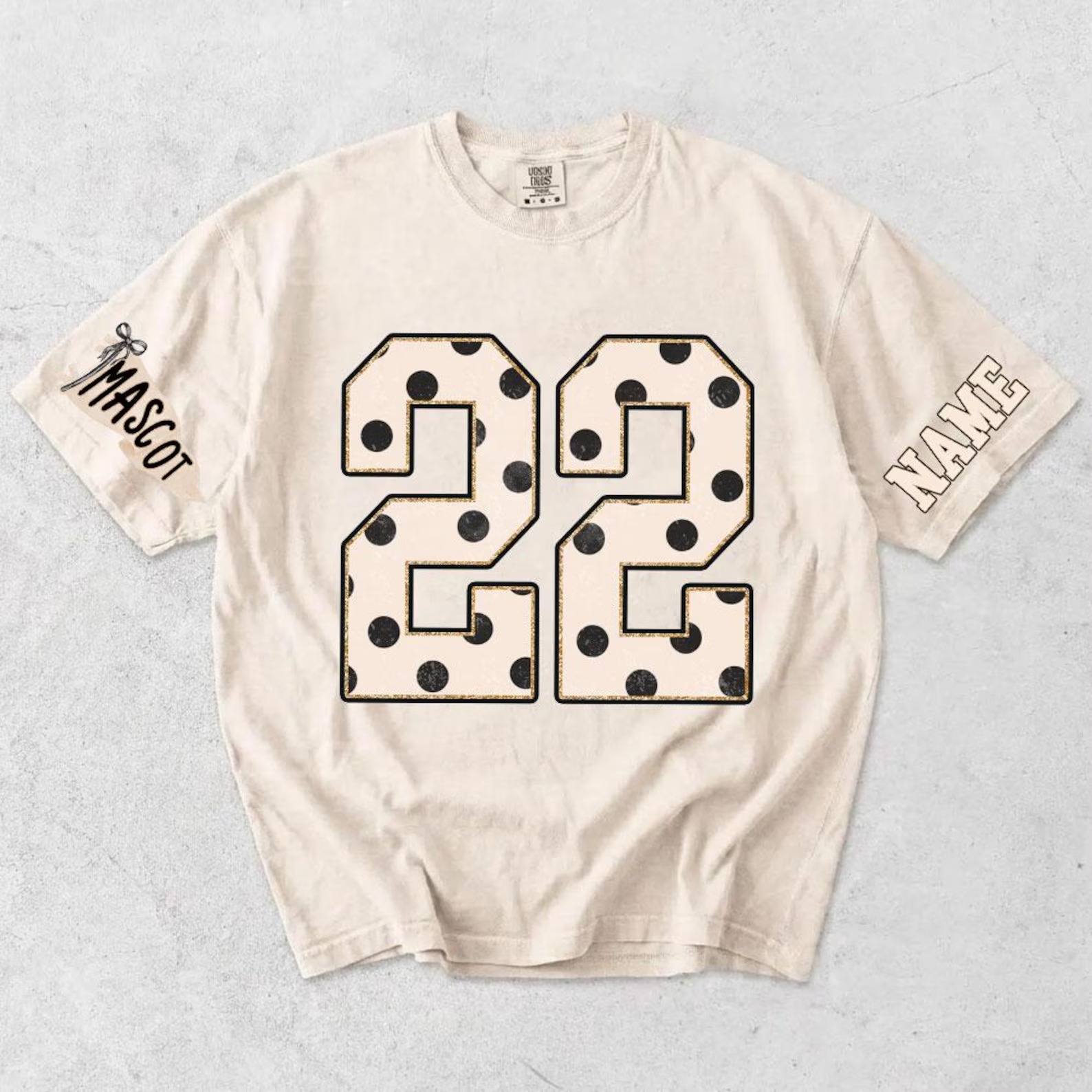 Vintage Washed T-Shirt with Custom Polka Dot Number-Game Day Fan Favorite