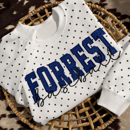 Custom Embroidered Glitter Vinyl Team Polka Dot Sweatshirt-Game Day Fan Gear & Gift