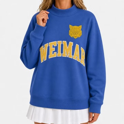 Custom College Mascot & Fleece Text Mockneck Sweatshirt-Game Day Spirit