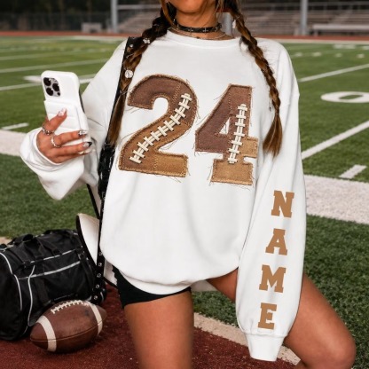 Custom Football Mascot Faux Patchwork Hoodie, Shirt & Sweatshirt-Personalized Name & Number, Game Day Style
