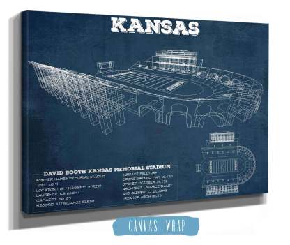 Kansas Memorial Stadium Blueprint Football Print