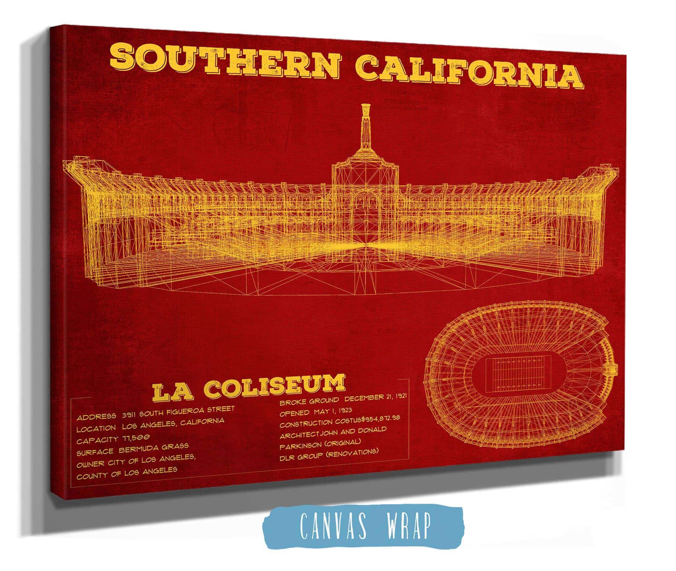 LA Coliseum Blueprint Art Print