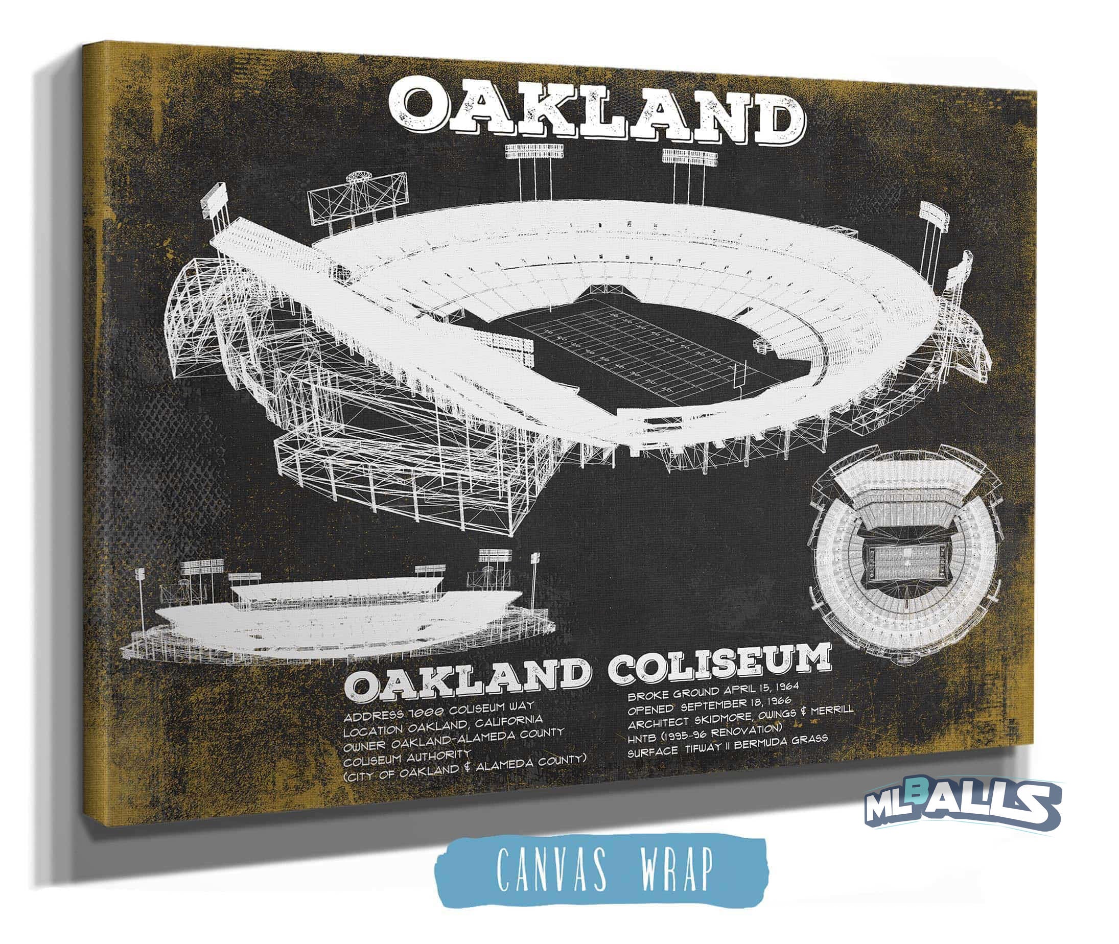 Oakland Coliseum NFL Vintage Football Print