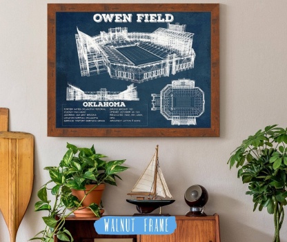Gaylord Family Oklahoma Memorial Vintage Stadium Blueprint Art Print