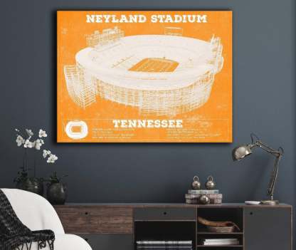 Neyland Stadium Blueprint Team Color Wall Art