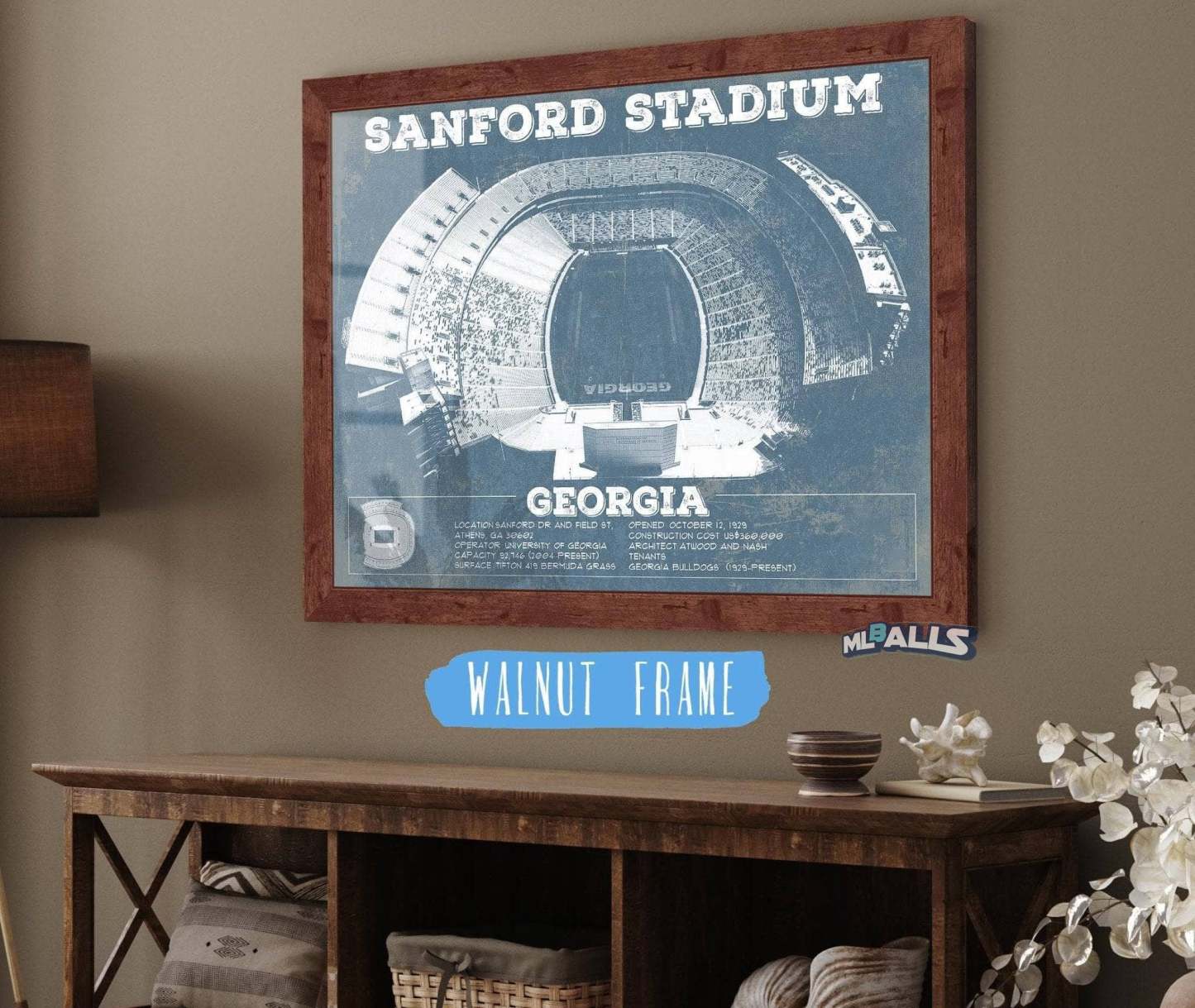 Sanford Stadium Vintage Football Blueprint Art Print