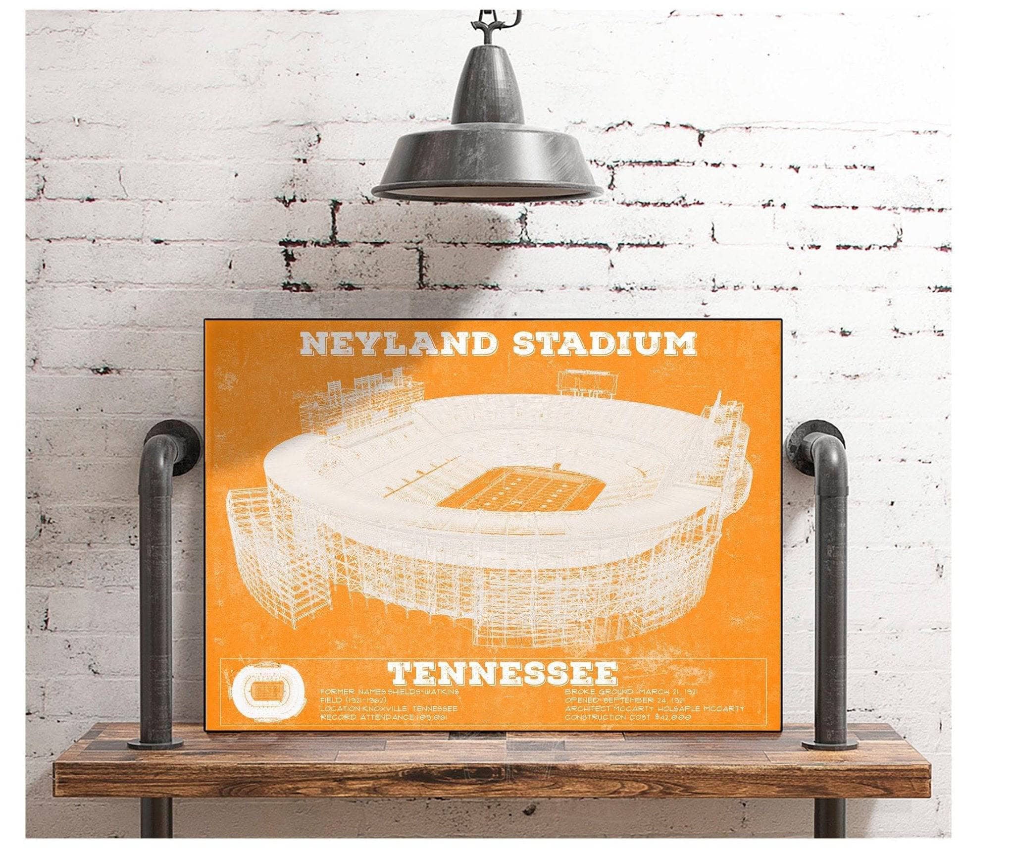 Neyland Stadium Blueprint Team Color Wall Art