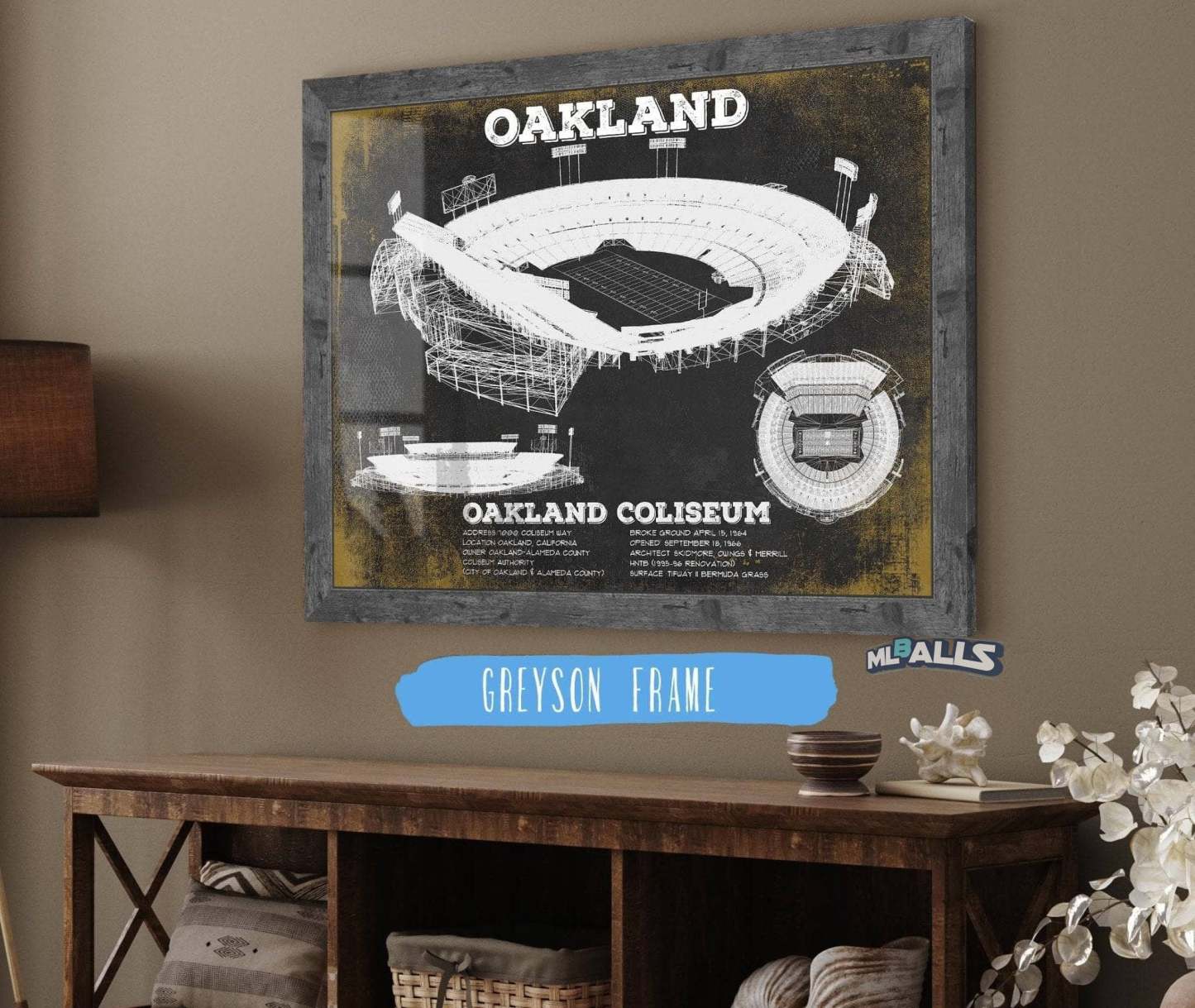 Oakland Coliseum NFL Vintage Football Print