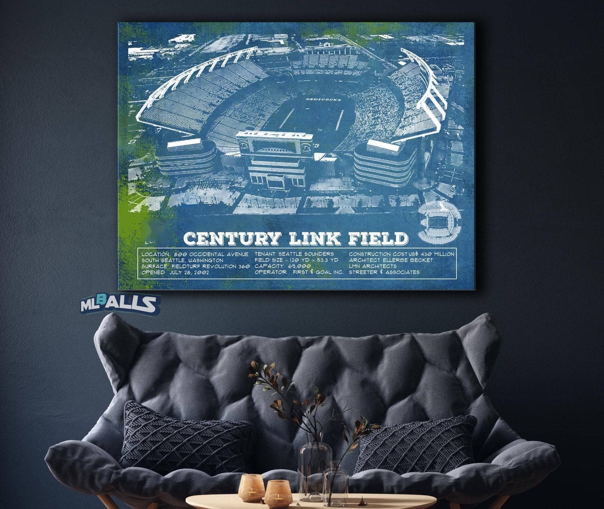 Williams-Brice Stadium Art Vintage Blueprint Art Chart