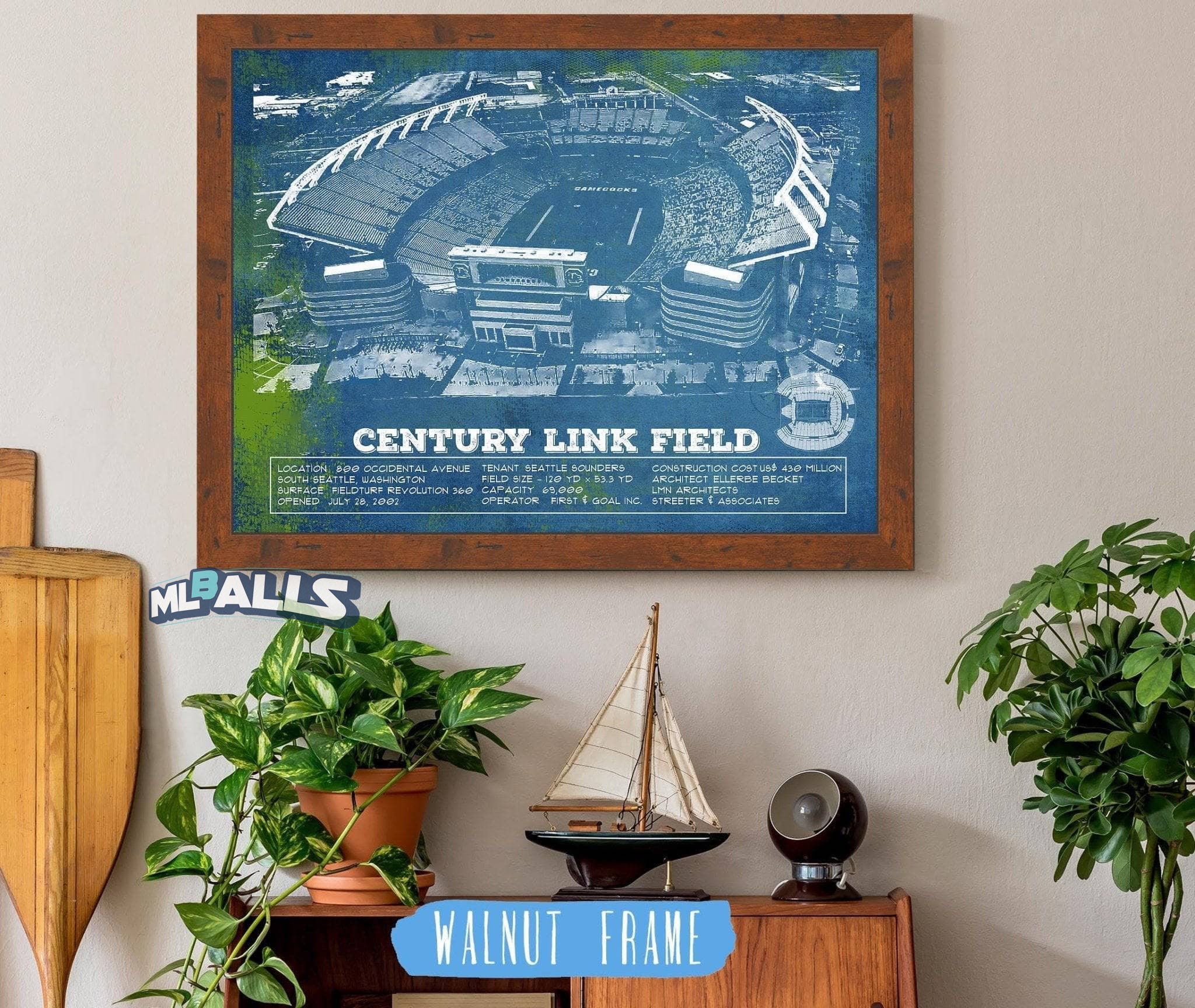 Williams-Brice Stadium Art Vintage Blueprint Art Chart