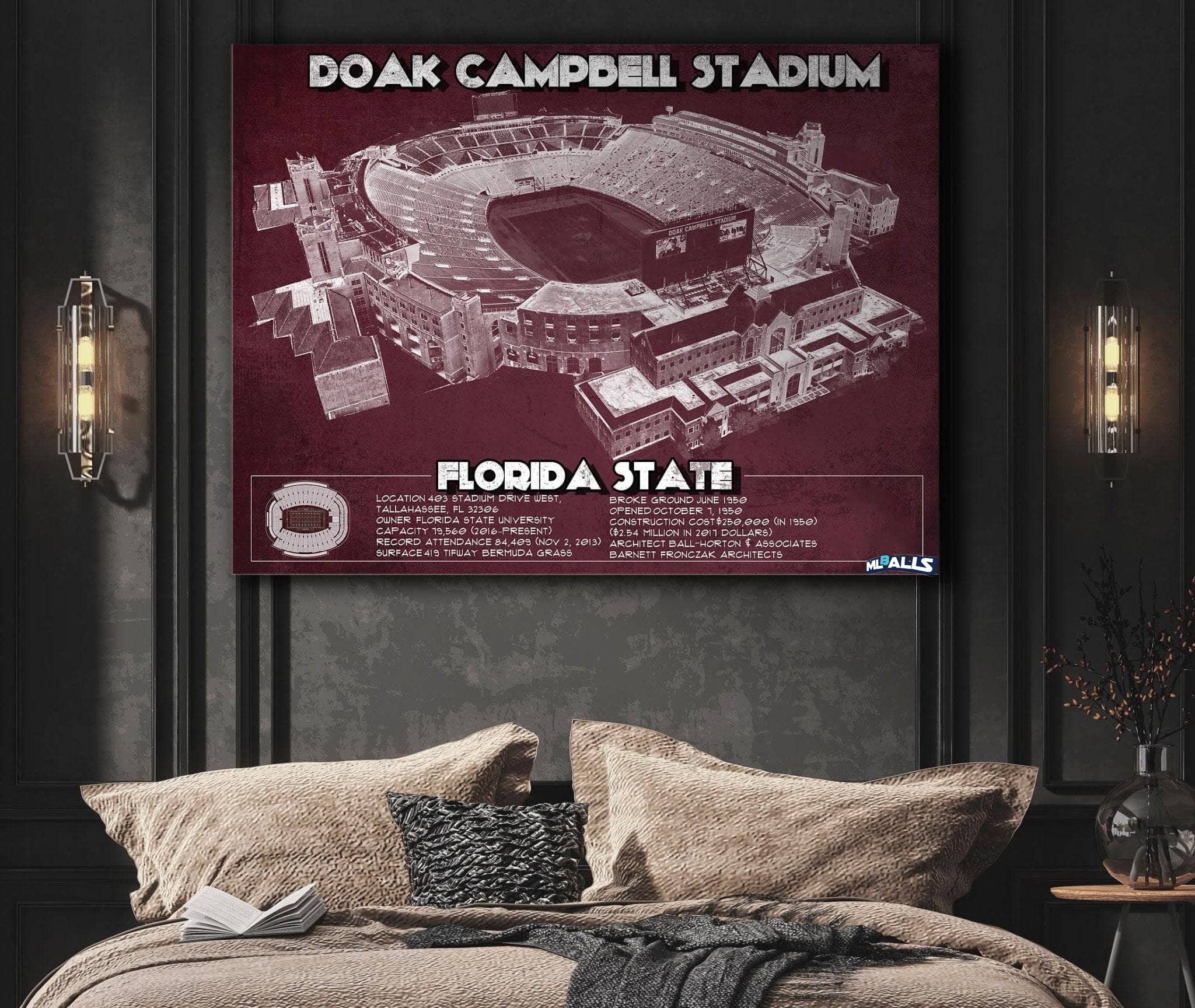 Doak Campbell Stadium Vintage FSU College Football Art Print