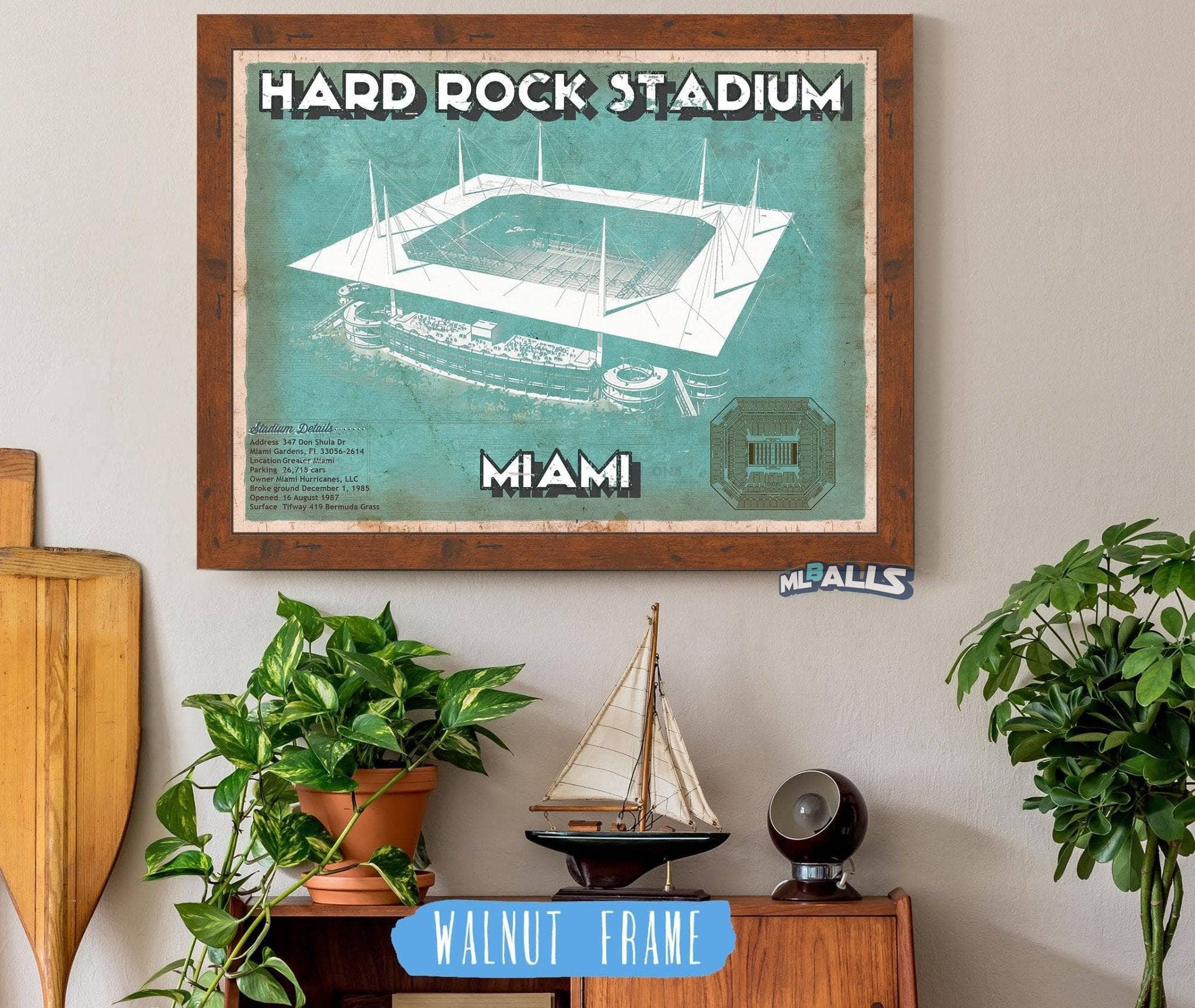 Hard Rock Stadium - Vintage Football Print