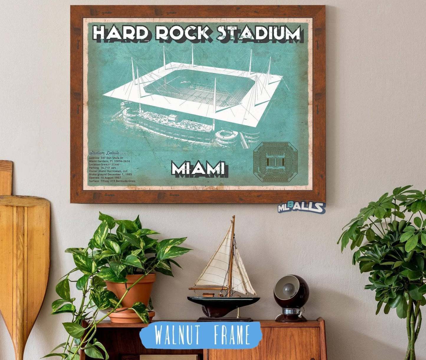 Hard Rock Stadium - Vintage Football Print