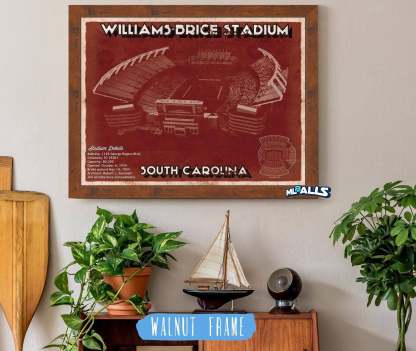Williams-Brice Stadium Art Vintage Blueprint Art Chart