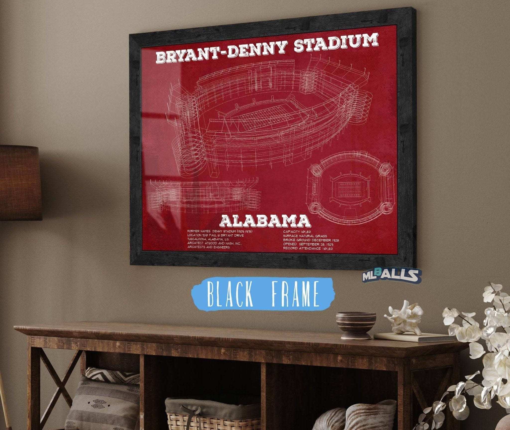 Alabama Crimson Tide Stadium Art - Bryant-Denny Stadium Vintage Seating Chart