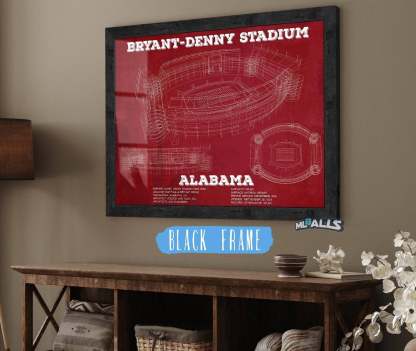 Alabama Crimson Tide Stadium Art - Bryant-Denny Stadium Vintage Seating Chart