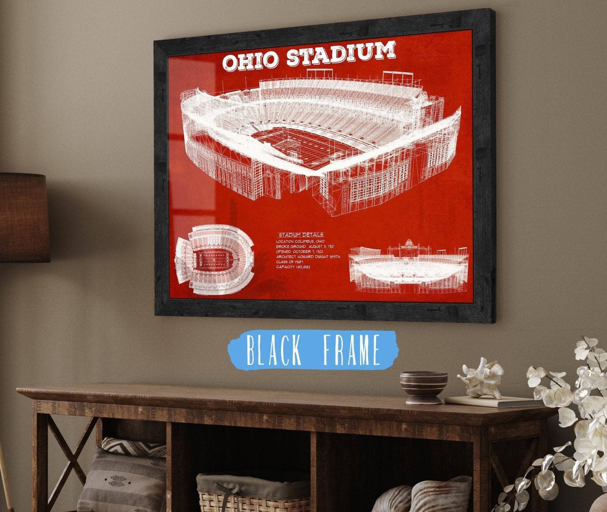 Ohio Stadium Vintage Stadium Blueprint Art Print