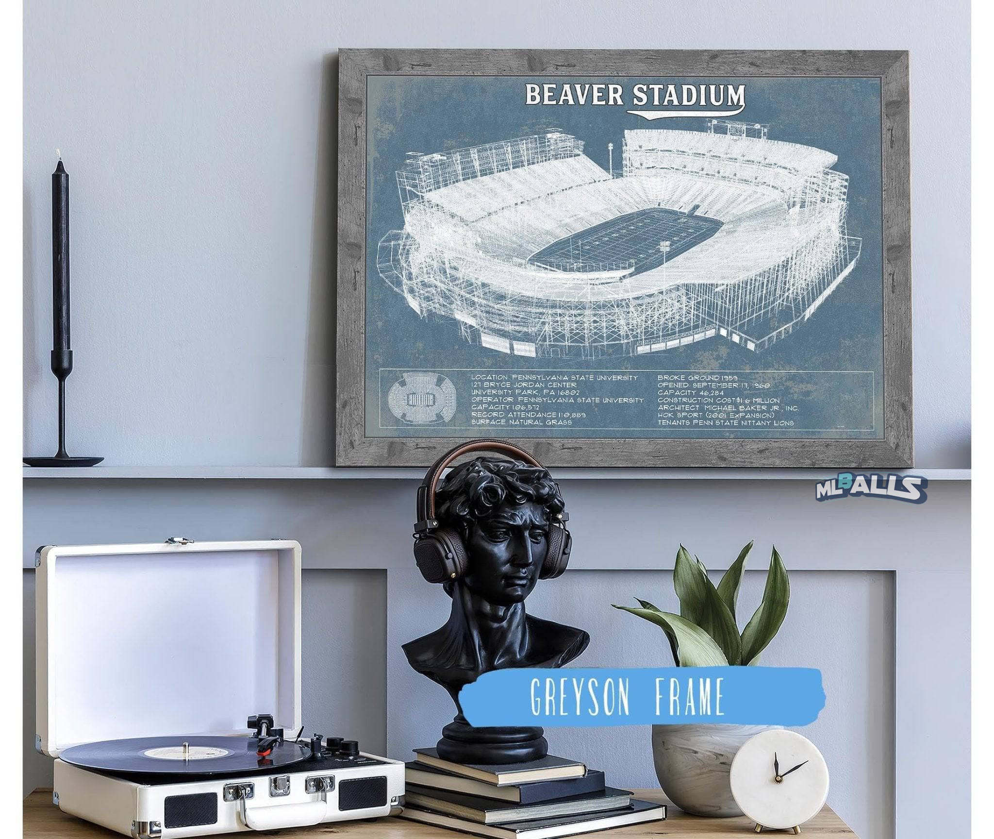 Beaver Stadium Vintage Blueprint Wall Art