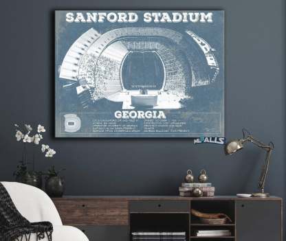 Sanford Stadium Vintage Football Blueprint Art Print