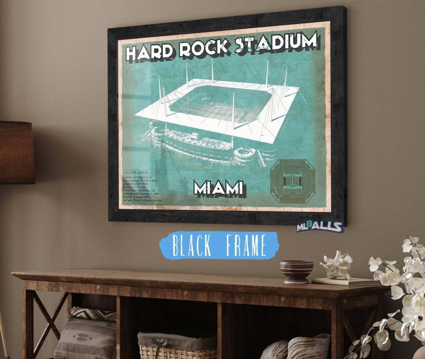 Hard Rock Stadium - Vintage Football Print