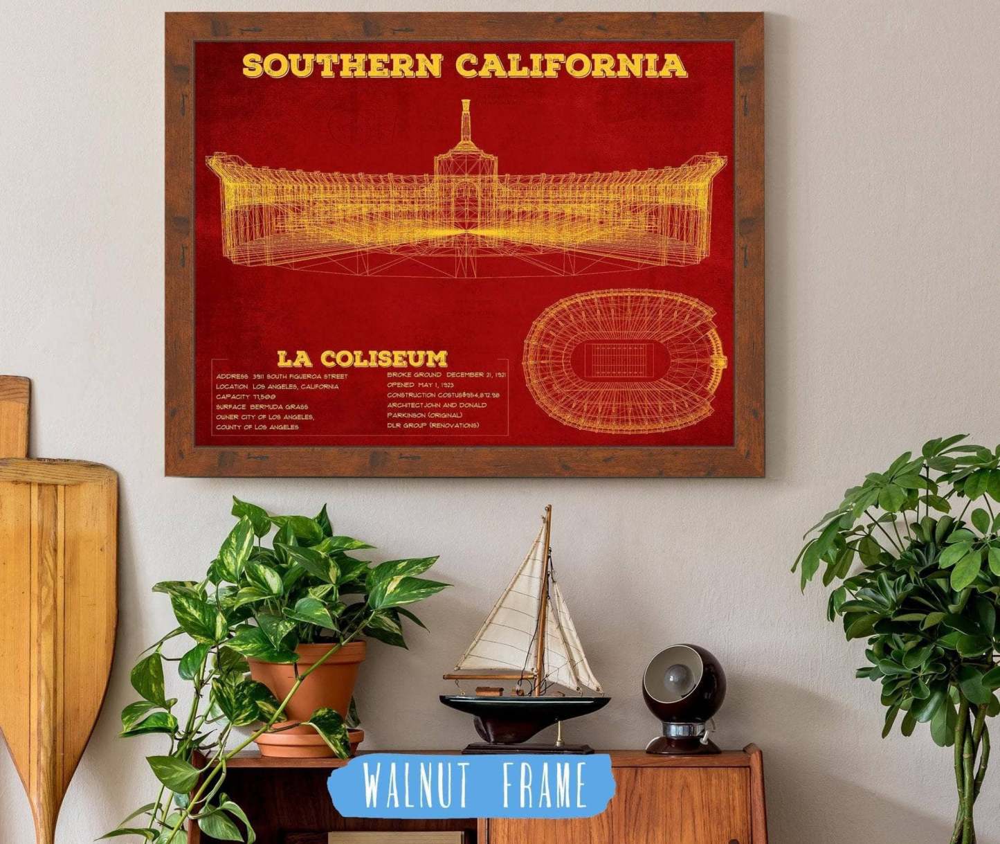 LA Coliseum Blueprint Art Print