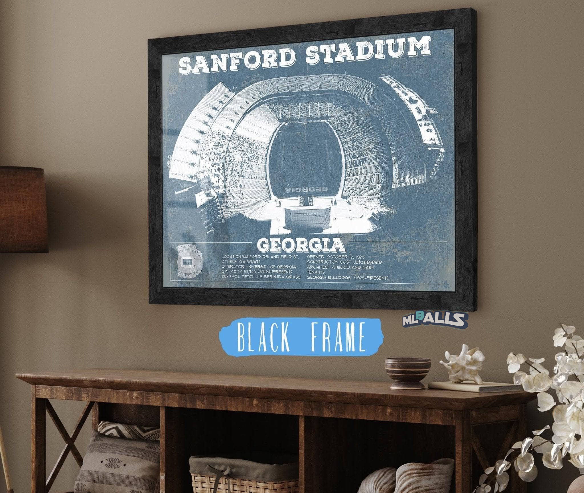 Sanford Stadium Vintage Football Blueprint Art Print