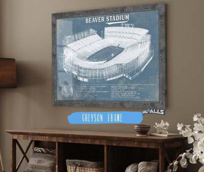 Beaver Stadium Vintage Blueprint Wall Art