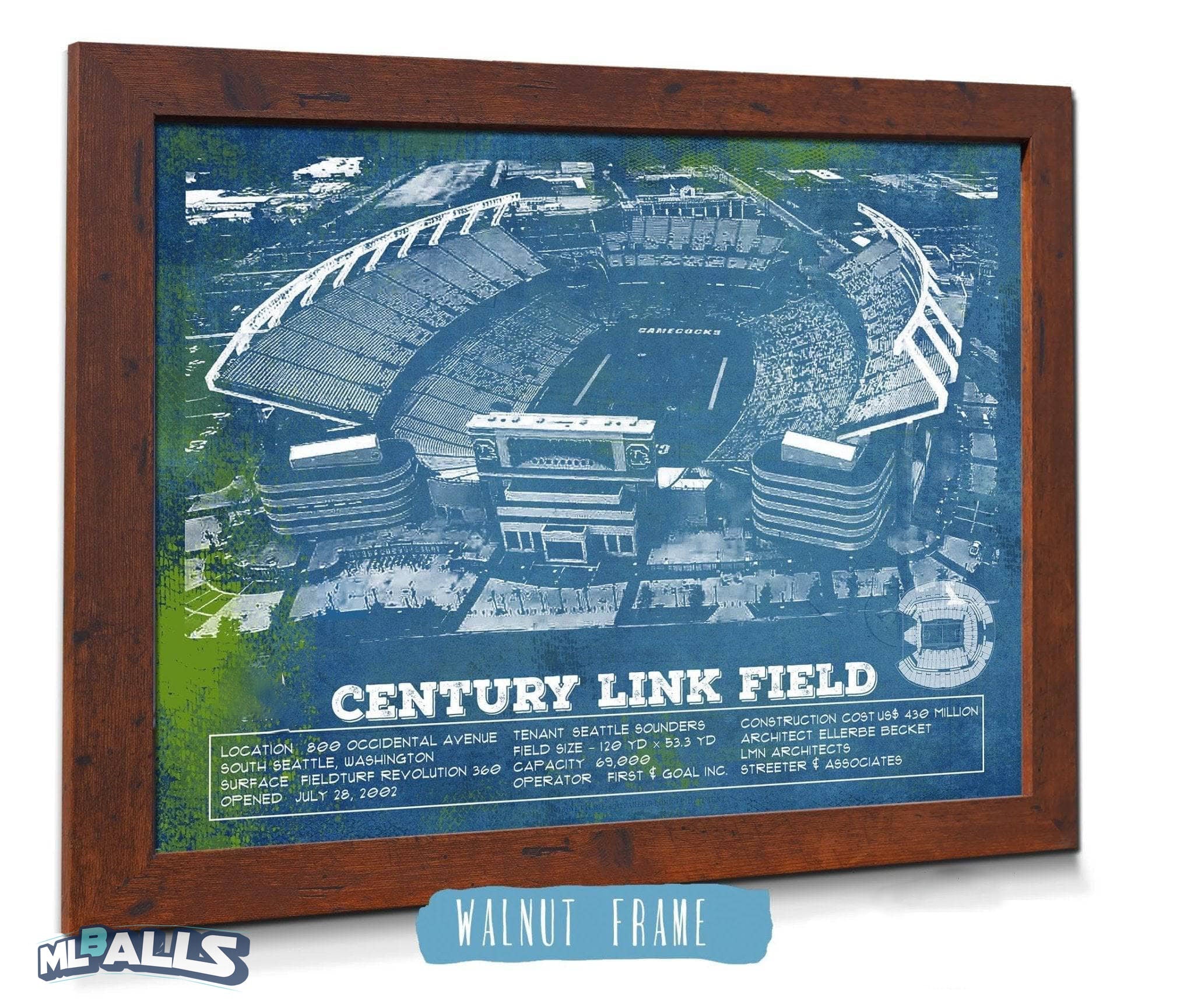 Williams-Brice Stadium Art Vintage Blueprint Art Chart