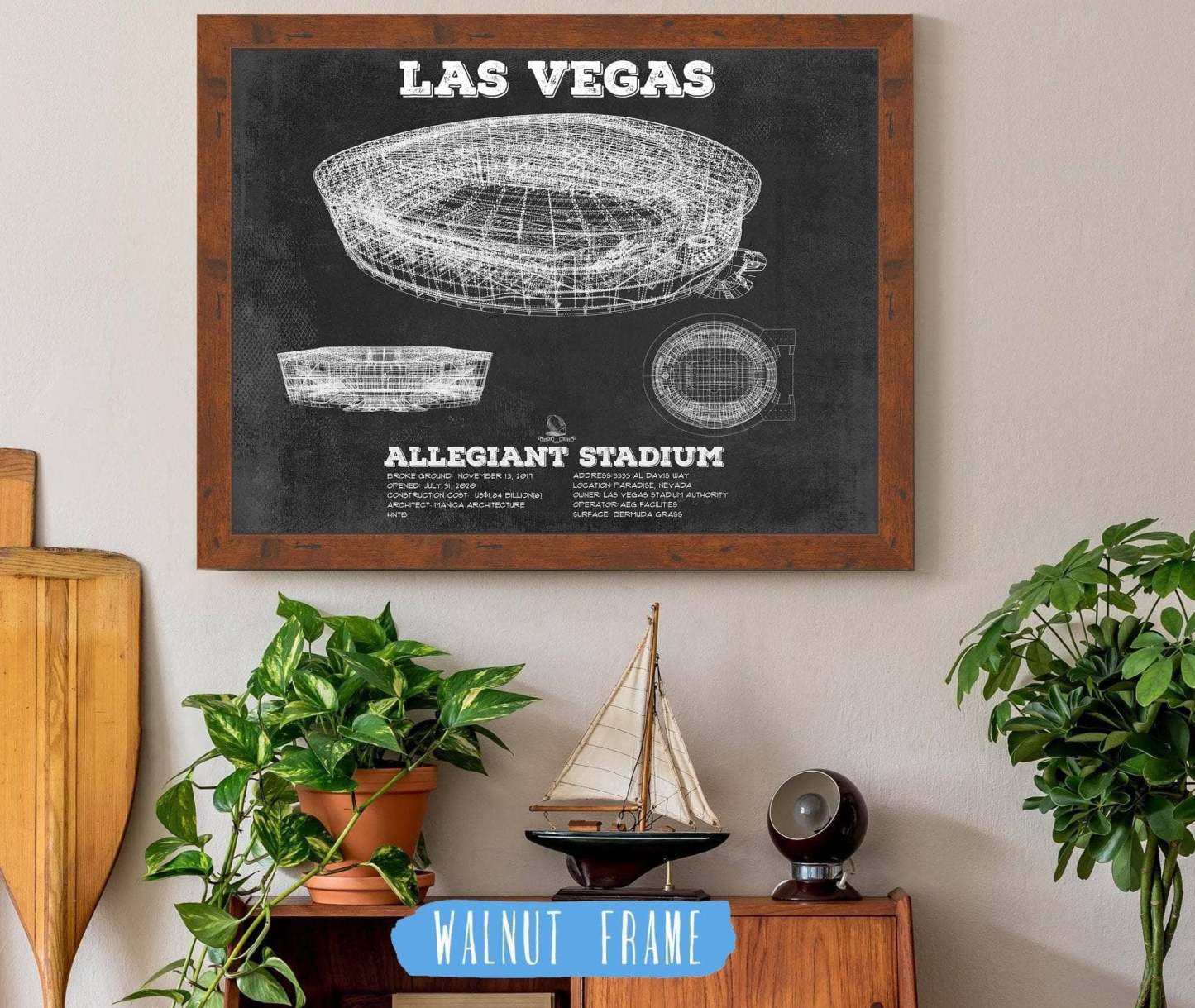 Allegiant Stadium Vintage Football Print