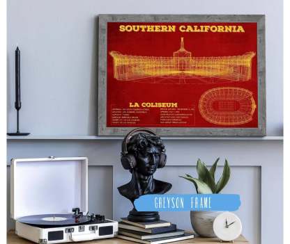LA Coliseum Blueprint Art Print