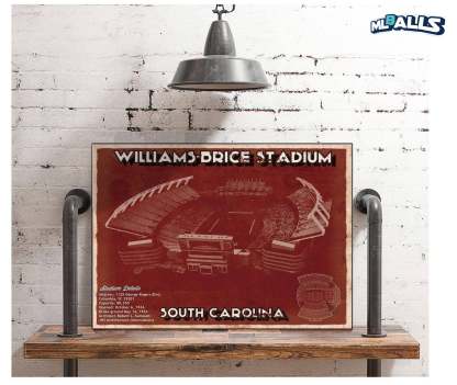Williams-Brice Stadium Art Vintage Blueprint Art Chart