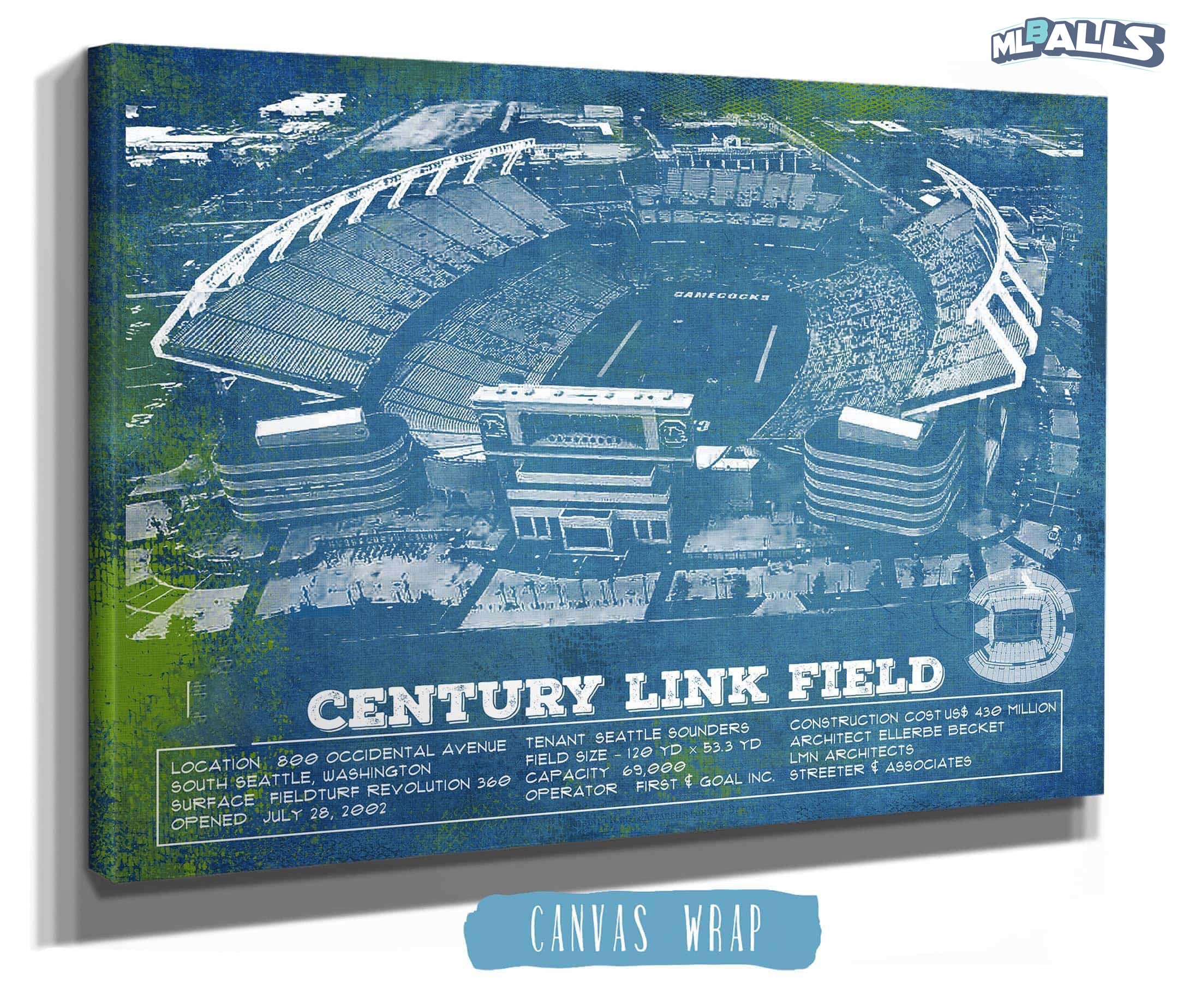 Williams-Brice Stadium Art Vintage Blueprint Art Chart
