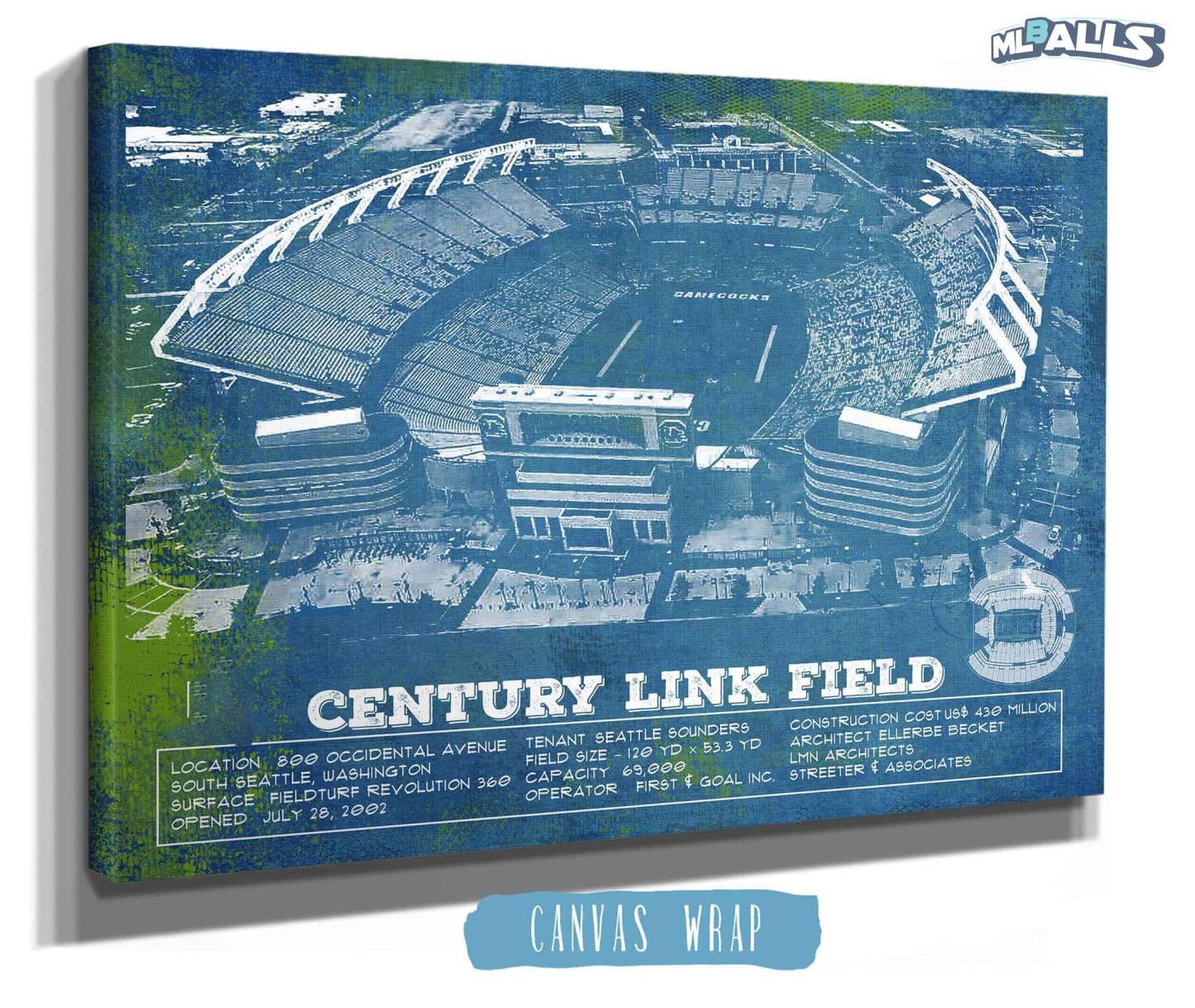 Williams-Brice Stadium Art Vintage Blueprint Art Chart
