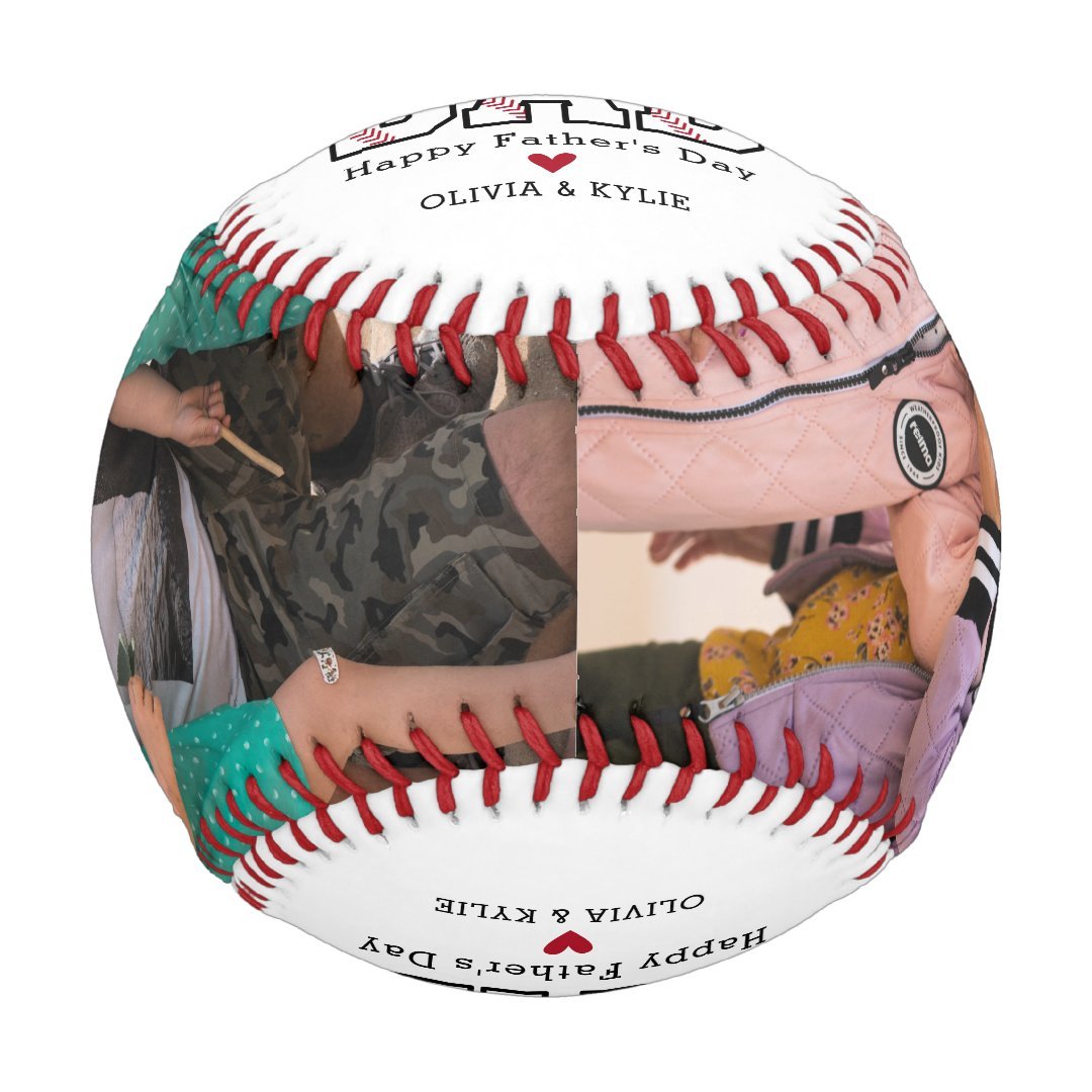 Team Dad Father's Day Custom 2 Photo Baseball