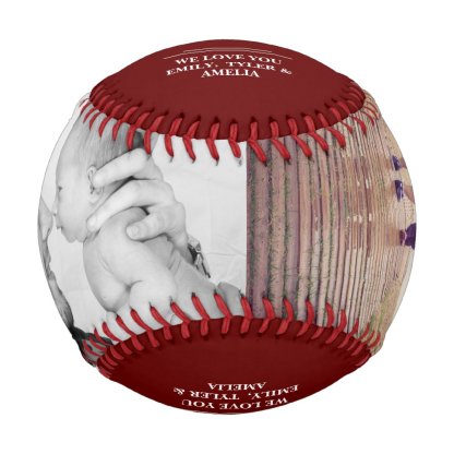 Red Best Dad Ever Father`s Day 2 Photo Collage Baseball