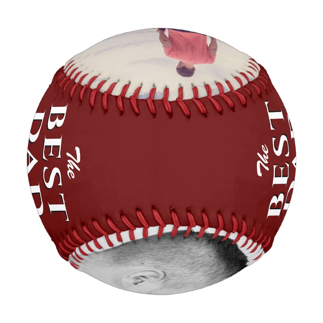 Red Best Dad Ever Father`s Day 2 Photo Collage Baseball