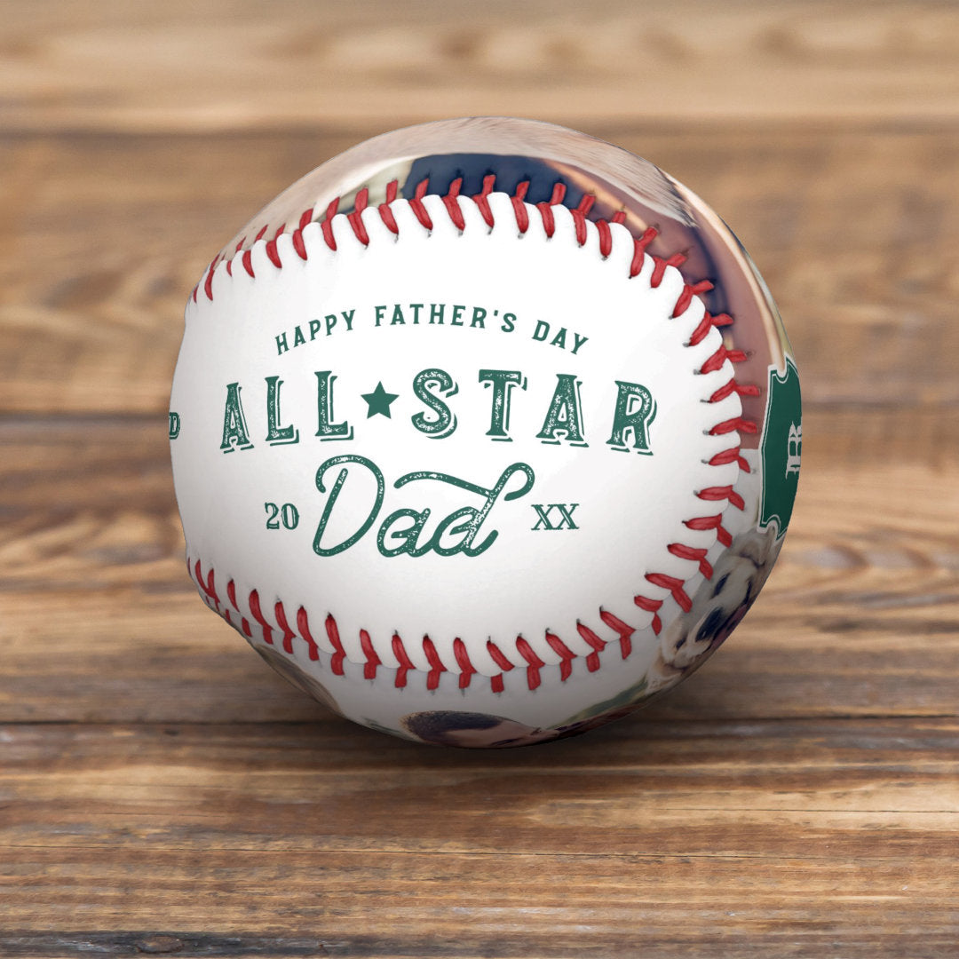 🔥Hot Sale🔥All Star Dad | Happy Father's Day Photo & Monogram Baseball