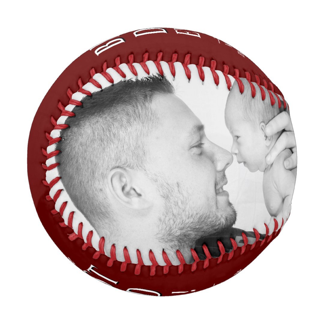Red Best Dad Ever Father`s Day 2 Photo Collage Baseball