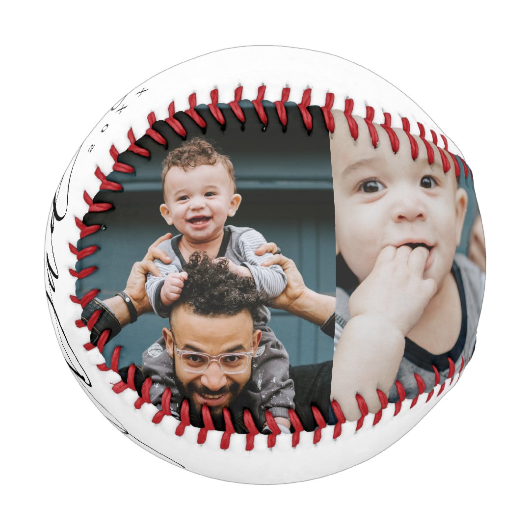 Best Dad Ever Script Father's Day 4 Photo Collage Baseball