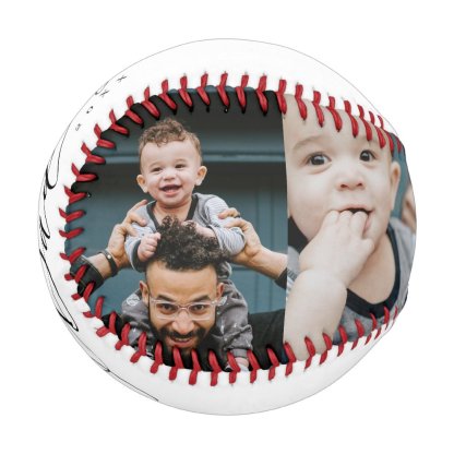 Best Dad Ever Script Father's Day 4 Photo Collage Baseball
