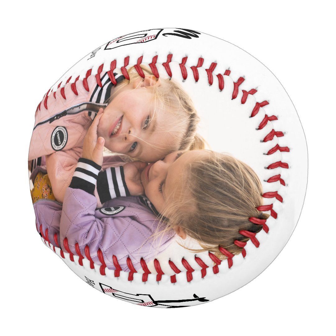 Team Dad Father's Day Custom 2 Photo Baseball